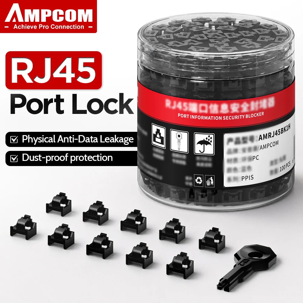 AMPCOM RJ45 Network LAN Port Lock With 10 Keys Physical Anti-Data Leakage Enternet Port Lock For Switches,Wall Plates,Severs
AMPCOM RJ45 Network LAN Port Lock With 10 Keys Physical Anti-Data Leakage Enternet Port Lock For Switches,Wall Plates,Severs