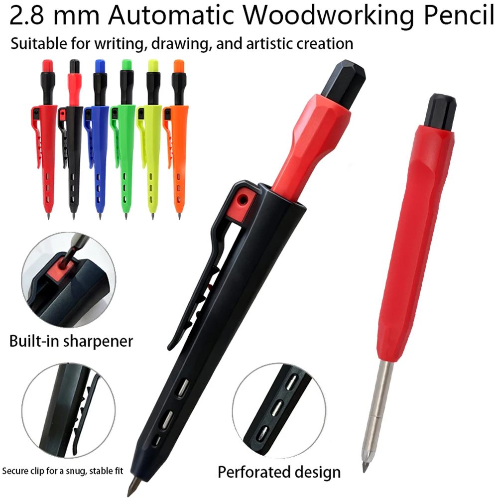 3Pcs 2.8mm Carpenter Pencil, Deep Hole Mechanical Pencil Marker with Built in Sharpener for Architect Woodworking Marking Tool
3Pcs 2.8mm Carpenter Pencil, Deep Hole Mechanical Pencil Marker with Built in Sharpener for Architect Woodworking Marking Tool