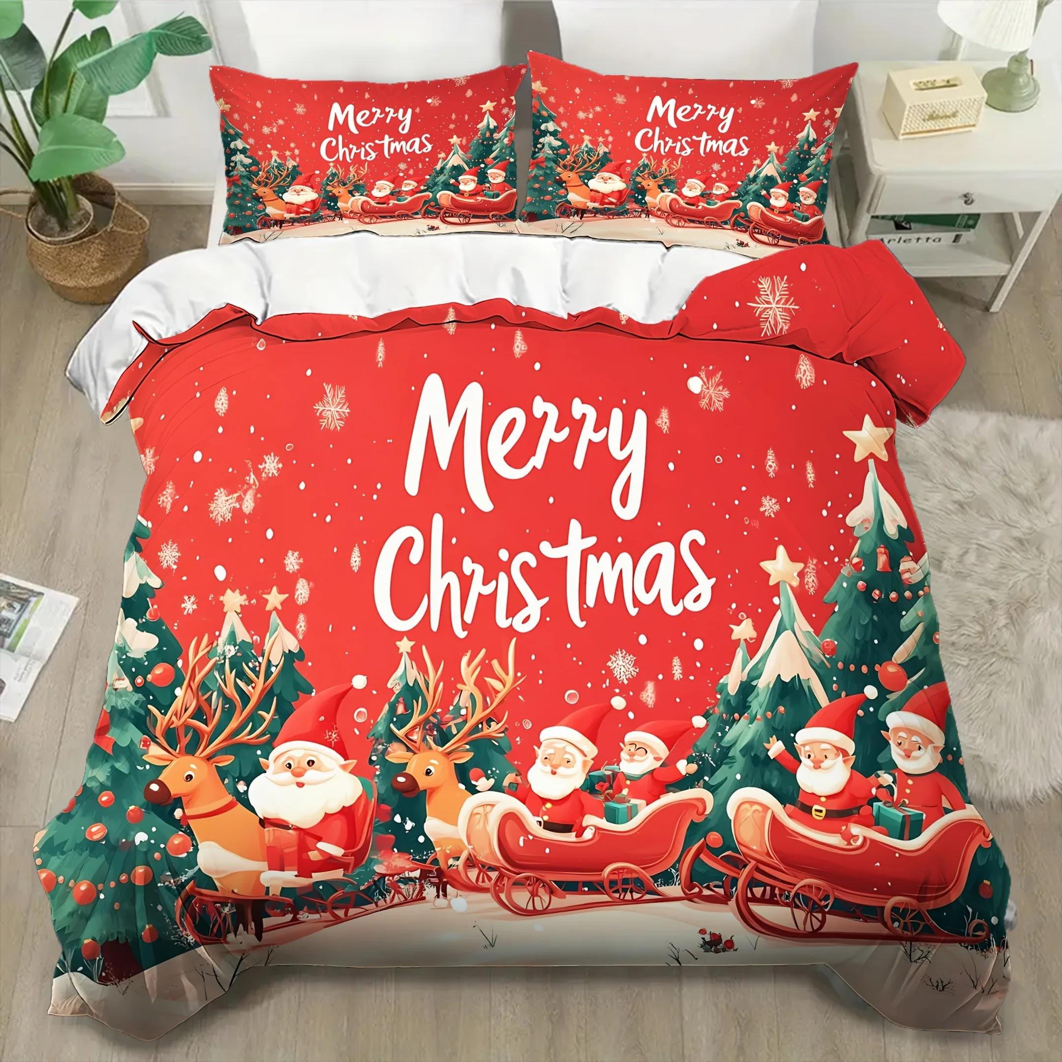 MERRY Christmas 2026 Комплект постельного белья с 3D принтом, комплект пододеяльников, мягкий односпальный двуспальный комплект постельного белья, 2026 Рождественские украшения для дома
MERRY Christmas 2026 Комплект постельного белья с 3D принтом, комплект пододеяльников, мягкий односпальный двуспальный комплект постельного белья, 2026 Рождественские украшения для дома
