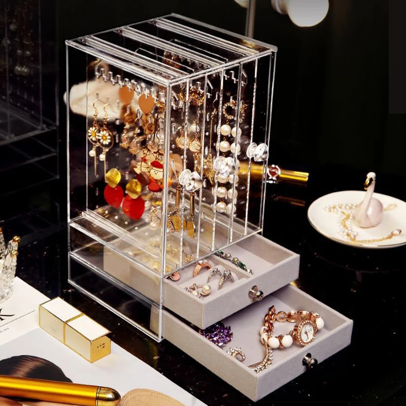 Fashionable Earrings Jewelry Box Transparent Acrylic Storage Boxes Display Rack Plastic Organizer Box
Fashionable Earrings Jewelry Box Transparent Acrylic Storage Boxes Display Rack Plastic Organizer Box