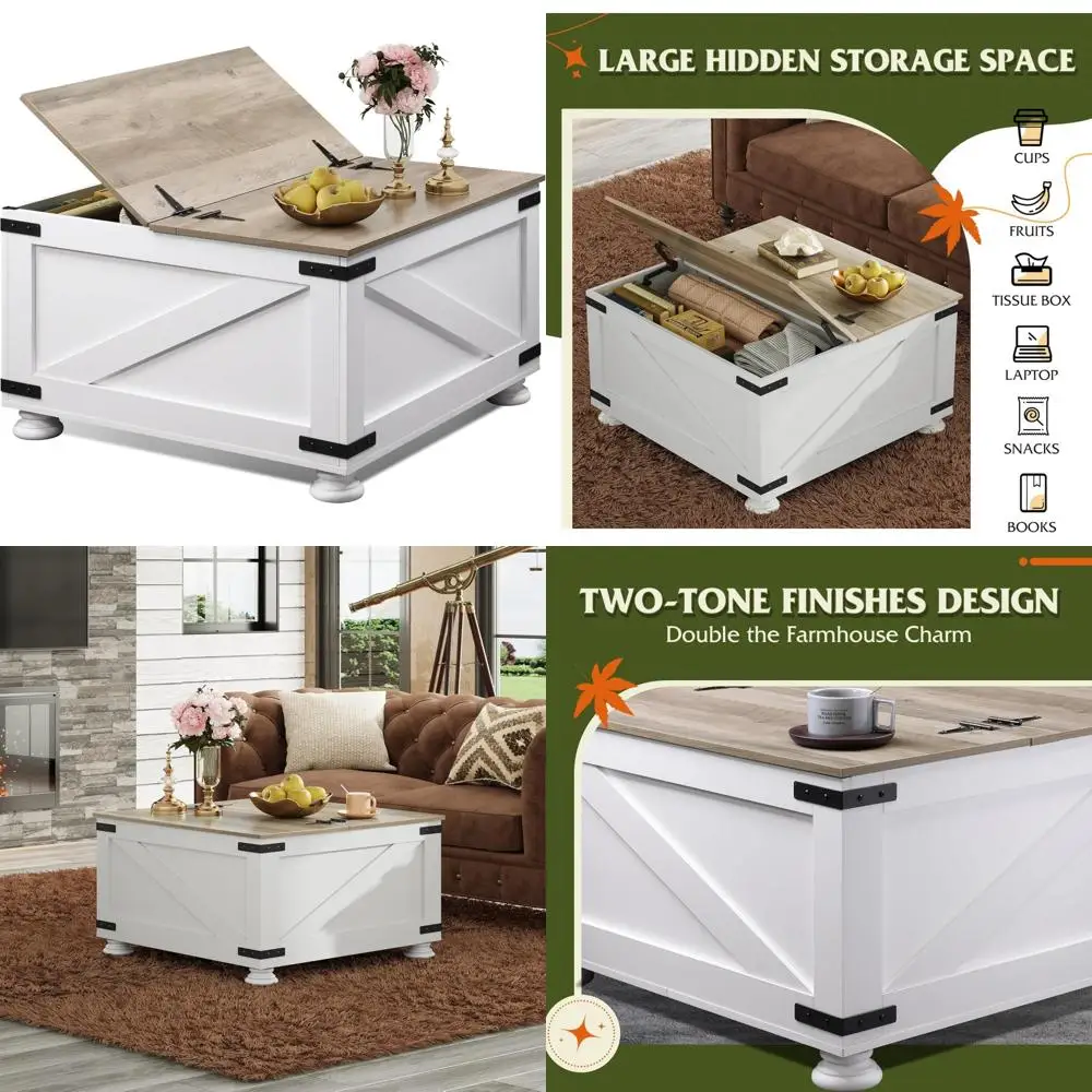 Square Wood Coffee Table with Flip-Top Lids and Hidden Storage for Living Room, 31.5 Large Capacity
Square Wood Coffee Table with Flip-Top Lids and Hidden Storage for Living Room, 31.5 Large Capacity