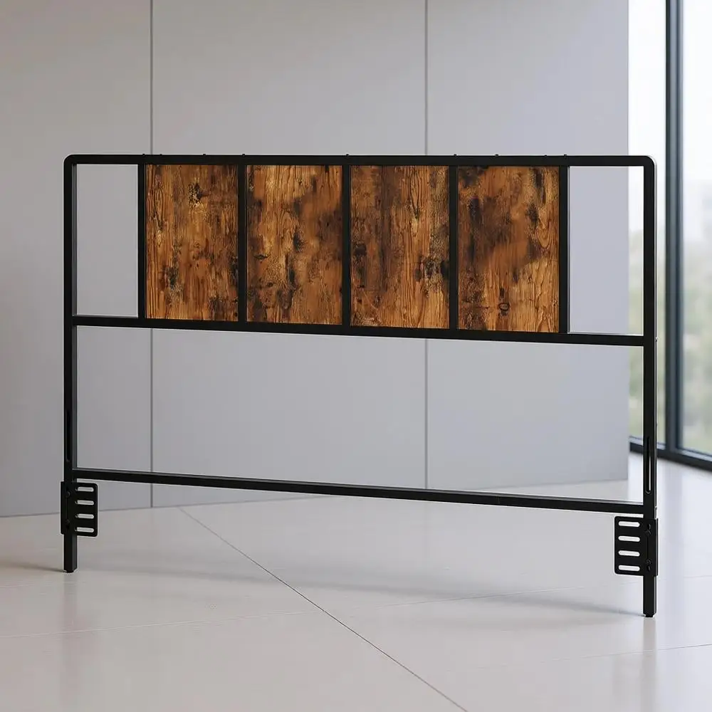 Queen-Sized Metal Bed Frame with Adapters, Rustic Brown & Black, Minimalist Industrial Design
Queen-Sized Metal Bed Frame with Adapters, Rustic Brown & Black, Minimalist Industrial Design