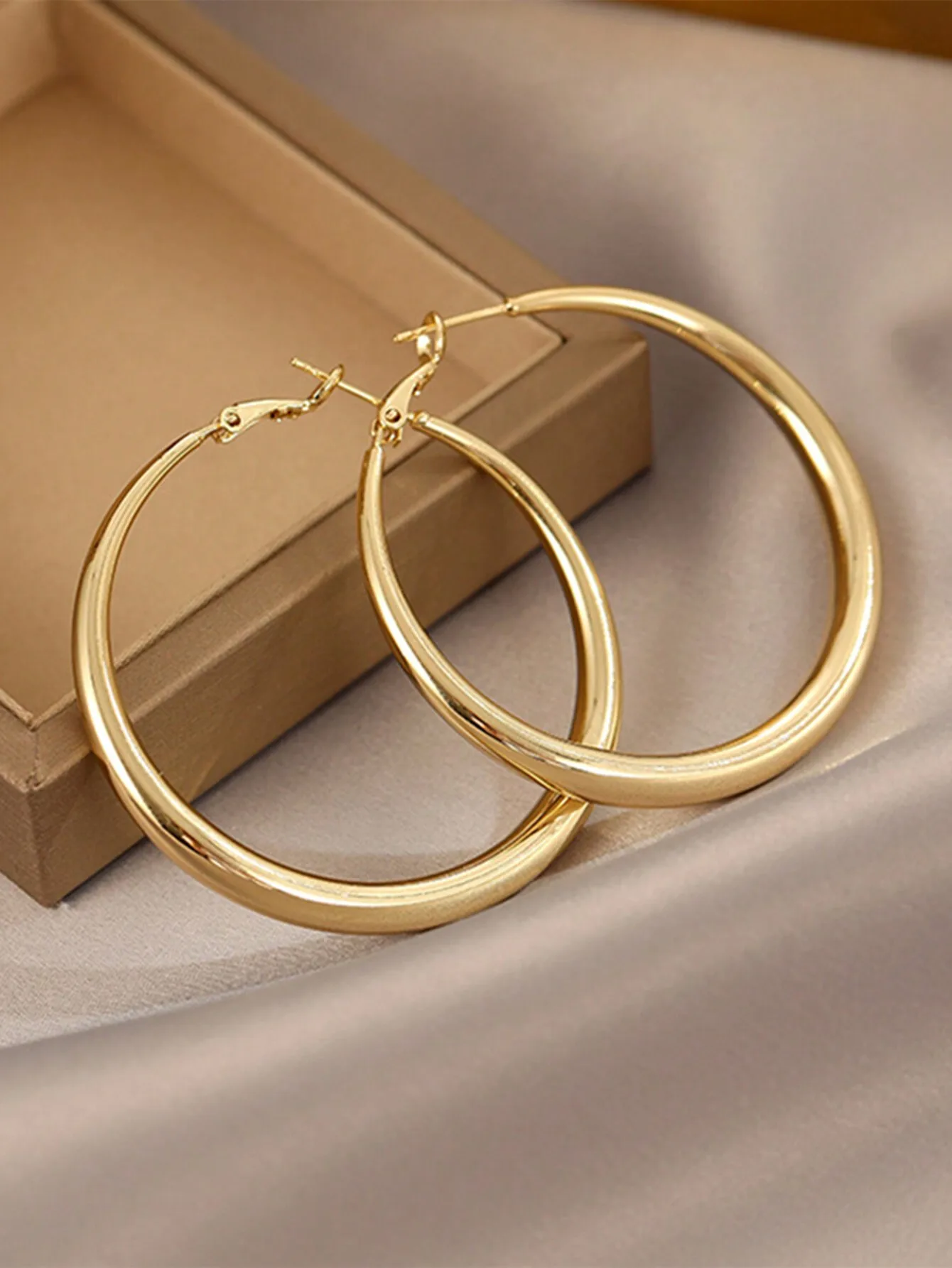 1pair European And American Style Metallic Personalized Circle Design Earrings
1pair European And American Style Metallic Personalized Circle Design Earrings