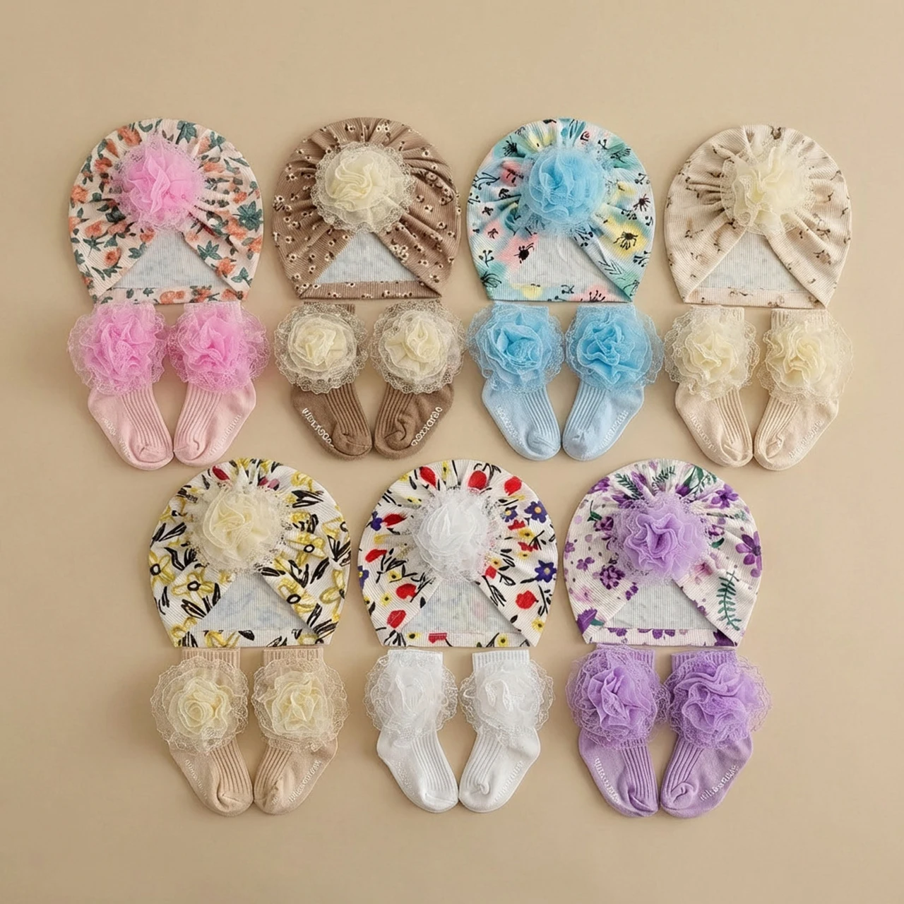 Lace Flower Baby Turban Cap Full Print Floral Headscarf Hat Anti-slip Infant Socks Solid Color Kids Floor Sock 0-3Year Headband
Lace Flower Baby Turban Cap Full Print Floral Headscarf Hat Anti-slip Infant Socks Solid Color Kids Floor Sock 0-3Year Headband