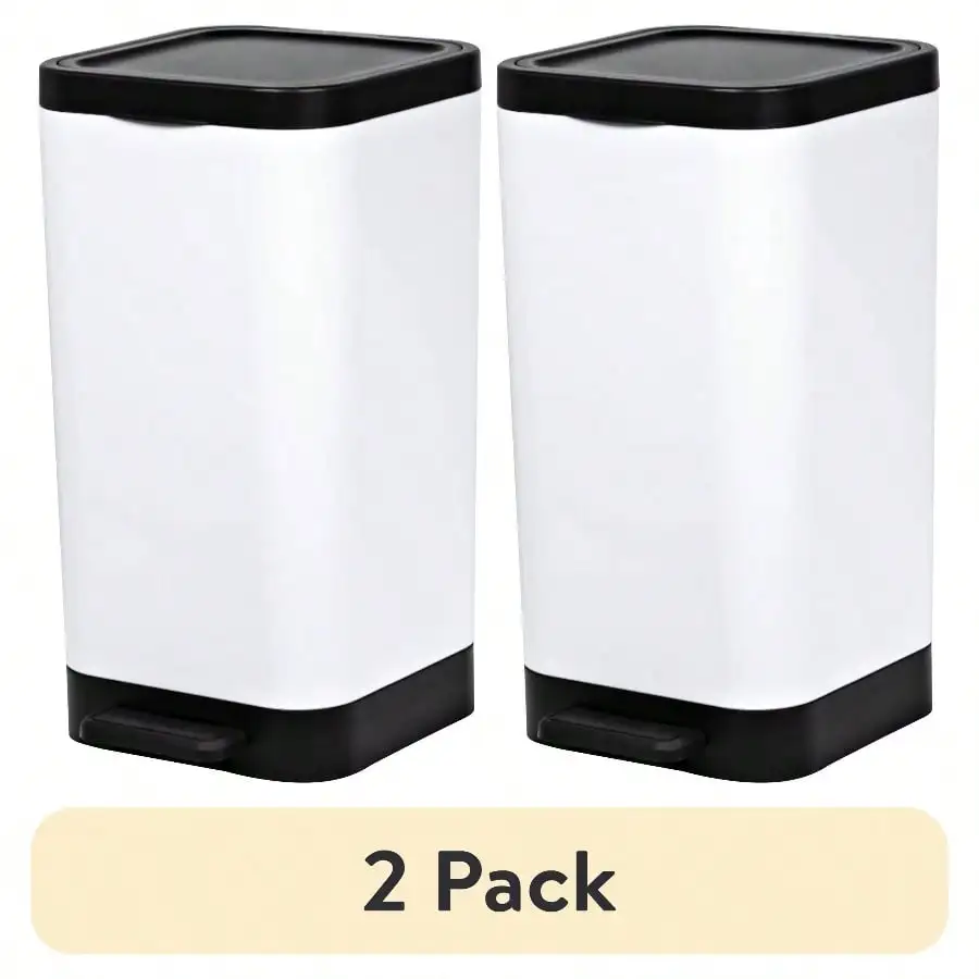 (2 pack) Bathroom Trash Can, 2.6 Gallon Small Plastic Step Garbage Bucket Bin with Foot Pedal Lid, White
(2 pack) Bathroom Trash Can, 2.6 Gallon Small Plastic Step Garbage Bucket Bin with Foot Pedal Lid, White