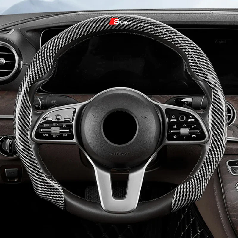 Carbon Fiber Texture Car Steering Wheel Cover Anti-slip Protector For Audi A3 A4 A5 A6 A7 Q3 Q5 RS S3 S4 S5 S7 Sline TT Sticker
Carbon Fiber Texture Car Steering Wheel Cover Anti-slip Protector For Audi A3 A4 A5 A6 A7 Q3 Q5 RS S3 S4 S5 S7 Sline TT Sticker