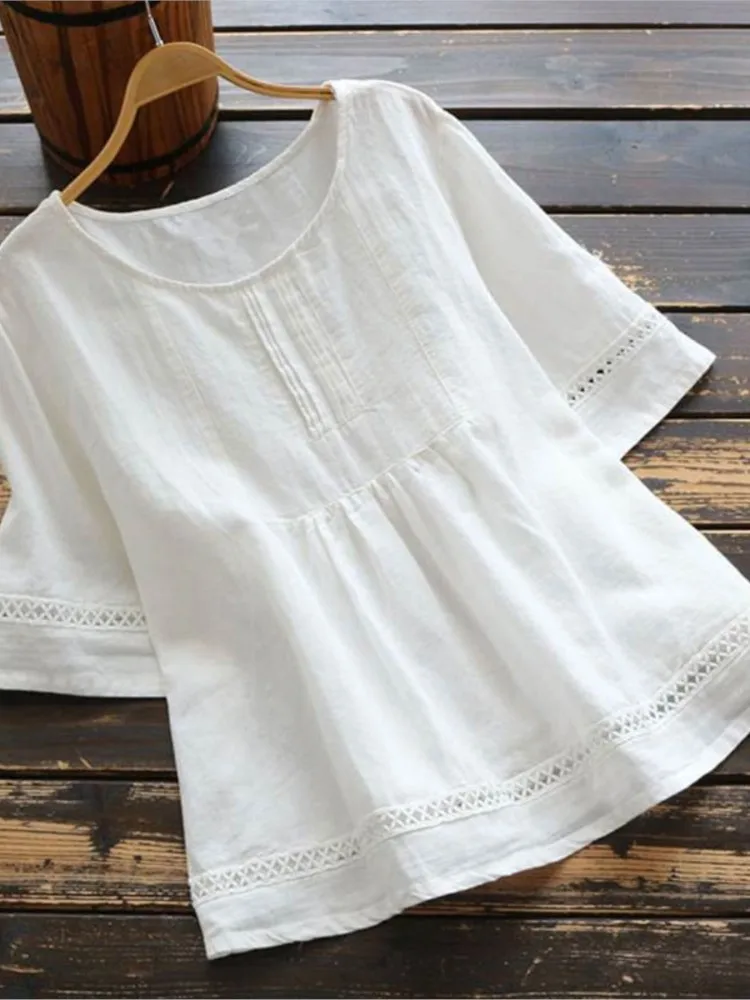 Casual White Hollow Out Shirt Top Lady Fashion Half Sleeve O Neck Pullover Shirts Tops For Women Holiday Womens Clothing Summer
Casual White Hollow Out Shirt Top Lady Fashion Half Sleeve O Neck Pullover Shirts Tops For Women Holiday Womens Clothing Summer