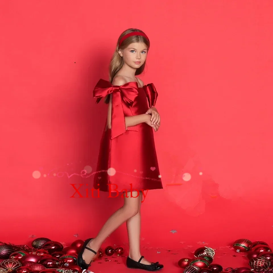 Summer Child Girl Wedding Dress With Bow Champagne Party Dresses Sheath Satin Sleeveless Puffy Flower Girl Dresses For Weddings
Summer Child Girl Wedding Dress With Bow Champagne Party Dresses Sheath Satin Sleeveless Puffy Flower Girl Dresses For Weddings