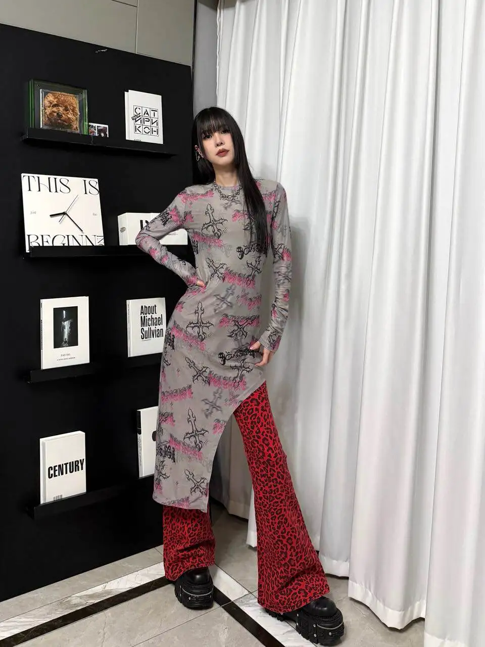 Punk Print Mesh Layered Long Sleeve Slim Fit Dress Irregular Gothic Style Women's Fashion Spring Summer Autumn Streetwear
Punk Print Mesh Layered Long Sleeve Slim Fit Dress Irregular Gothic Style Women's Fashion Spring Summer Autumn Streetwear