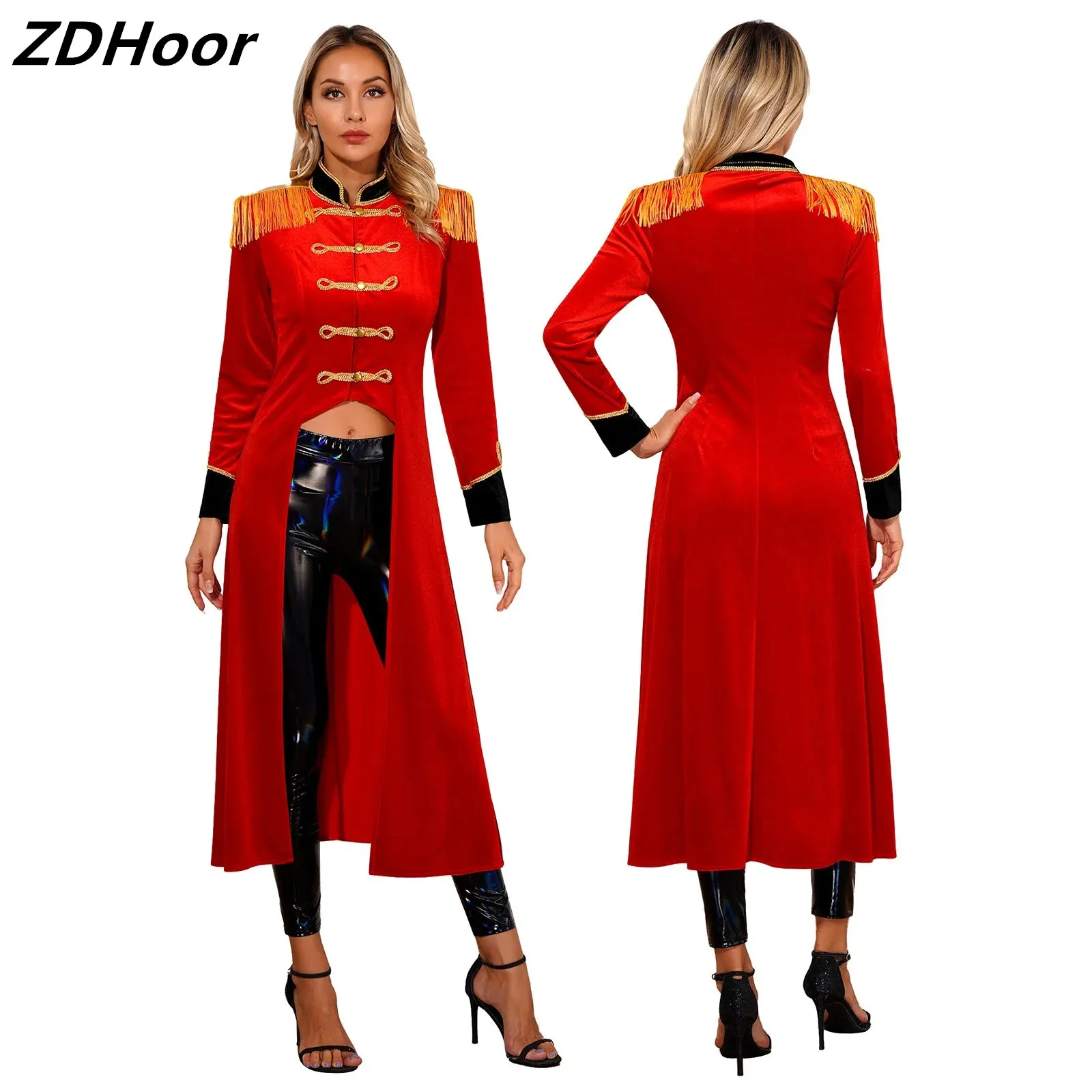 Womens Circus Velvet Tailcoat Halloween Cosplay Costumes Fringe Shoulder Boards Renaissance Gothic Jacket Cosplay Costumes
Womens Circus Velvet Tailcoat Halloween Cosplay Costumes Fringe Shoulder Boards Renaissance Gothic Jacket Cosplay Costumes