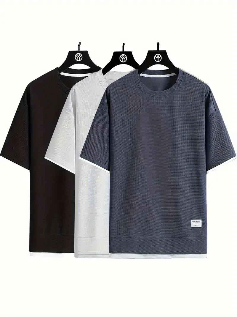 Men's Three Piece Solid Color Waffle T-shirt Round Neck Short Sleeve Casual and Comfortable Summer Fitness Outdoor Activities
Men's Three Piece Solid Color Waffle T-shirt Round Neck Short Sleeve Casual and Comfortable Summer Fitness Outdoor Activities