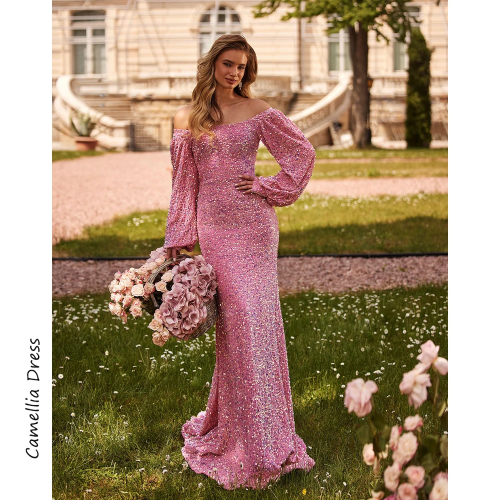 Modest Evening Dresses Mermaid Simple Pink Sequins Party Dresses Off Shoulder Formal Dresses Vestidos De Fiesta فساتين السهرة
Modest Evening Dresses Mermaid Simple Pink Sequins Party Dresses Off Shoulder Formal Dresses Vestidos De Fiesta فساتين السهرة