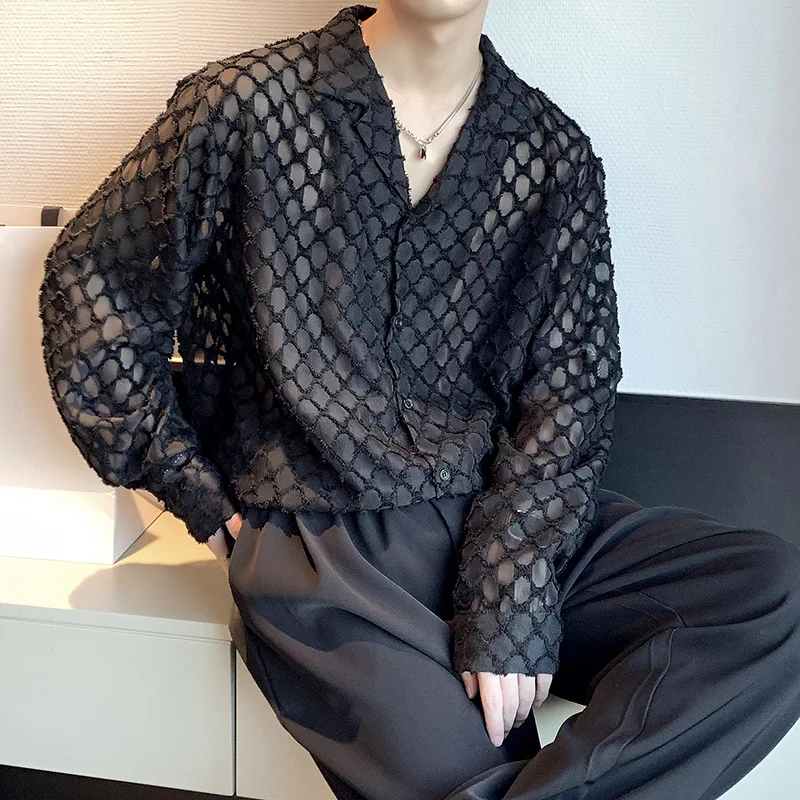 Korean Style New Men's Hollwed Out Solid Color White Black Casual Trendy Loose Simple Basic Turn-down Collar Long Sleeve Shirts
Korean Style New Men's Hollwed Out Solid Color White Black Casual Trendy Loose Simple Basic Turn-down Collar Long Sleeve Shirts