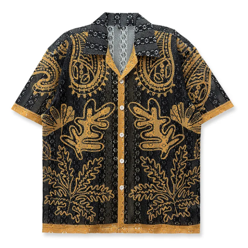 Black Gold Baroque Short Sleeve Casual See-through Paisley Printprint Shirt Men Party Dress Shirts Men Camisa Social Masculina
Black Gold Baroque Short Sleeve Casual See-through Paisley Printprint Shirt Men Party Dress Shirts Men Camisa Social Masculina