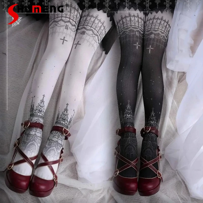 Gothic Dark Hosiery Japanese Lolita Pantyhose Chic Design Double Sided Printed Tights Aesthetic Lolita Stockings Daily Matching
Gothic Dark Hosiery Japanese Lolita Pantyhose Chic Design Double Sided Printed Tights Aesthetic Lolita Stockings Daily Matching