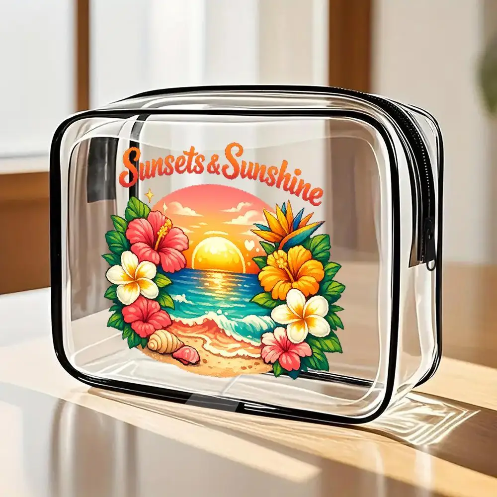 Toilet Bag Hibiscus Beach Sunset Clear PVC Zipper Makeup Bag Vibrant Tropical Design With Black Trim Portable Spacious Cosmetic
Toilet Bag Hibiscus Beach Sunset Clear PVC Zipper Makeup Bag Vibrant Tropical Design With Black Trim Portable Spacious Cosmetic