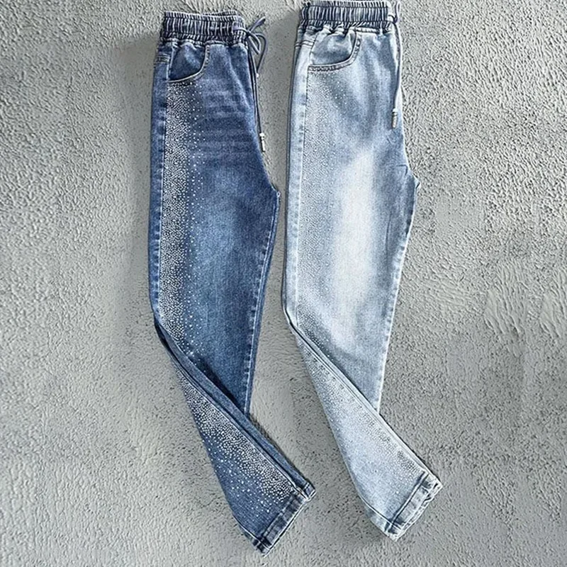 Korean New 2026 Spring Autumn Hot drilling Elastic Jeans Women's Loose High-waisted Haren Denim Pants Female Casual Wild Jeans
Korean New 2026 Spring Autumn Hot drilling Elastic Jeans Women's Loose High-waisted Haren Denim Pants Female Casual Wild Jeans