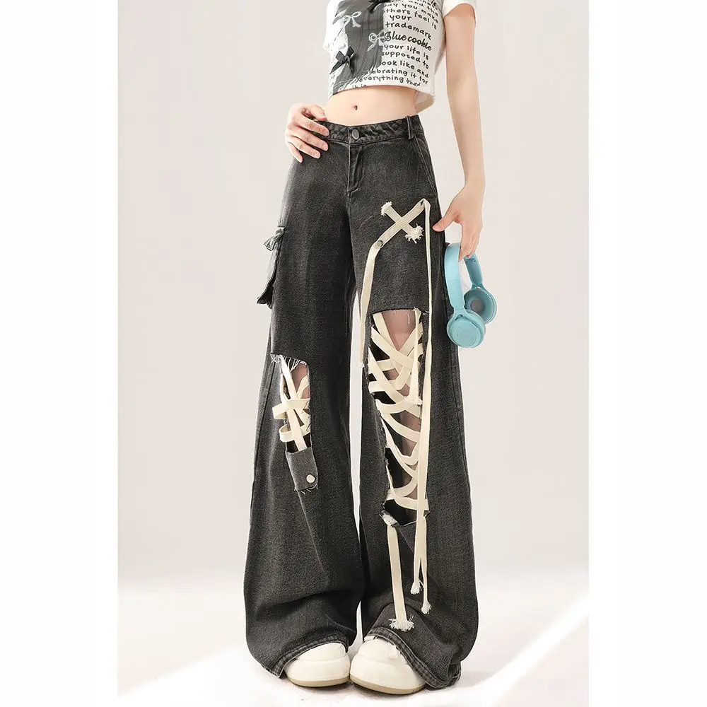 Retro American High Street Design Loose Wide Leg Black Denim Jeans Autumn Winter Seasonal Workwear Trousers Floor-Length Cuff
Retro American High Street Design Loose Wide Leg Black Denim Jeans Autumn Winter Seasonal Workwear Trousers Floor-Length Cuff