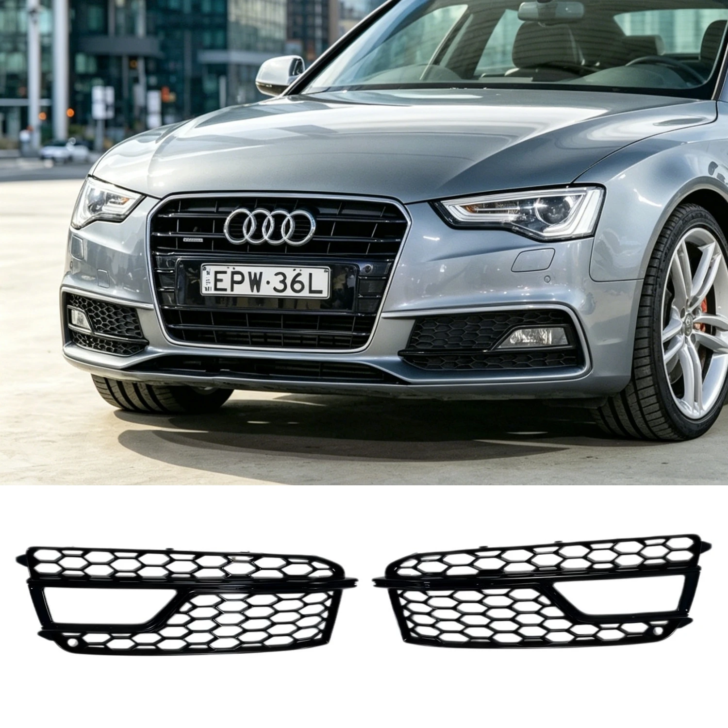 2pcs Gloss Black Car Front Bumper Fog Light Grille For Audi S5 A5 S-Line 2013-2016 Honeycomb Grilles Cover Bezel Tuning Bodykit
2pcs Gloss Black Car Front Bumper Fog Light Grille For Audi S5 A5 S-Line 2013-2016 Honeycomb Grilles Cover Bezel Tuning Bodykit
