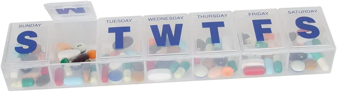 Weekly Pill Organizer 7 Day, 3X-Large Compartments, Clear Lids, BPA Free, Portable Medicine Case
Weekly Pill Organizer 7 Day, 3X-Large Compartments, Clear Lids, BPA Free, Portable Medicine Case