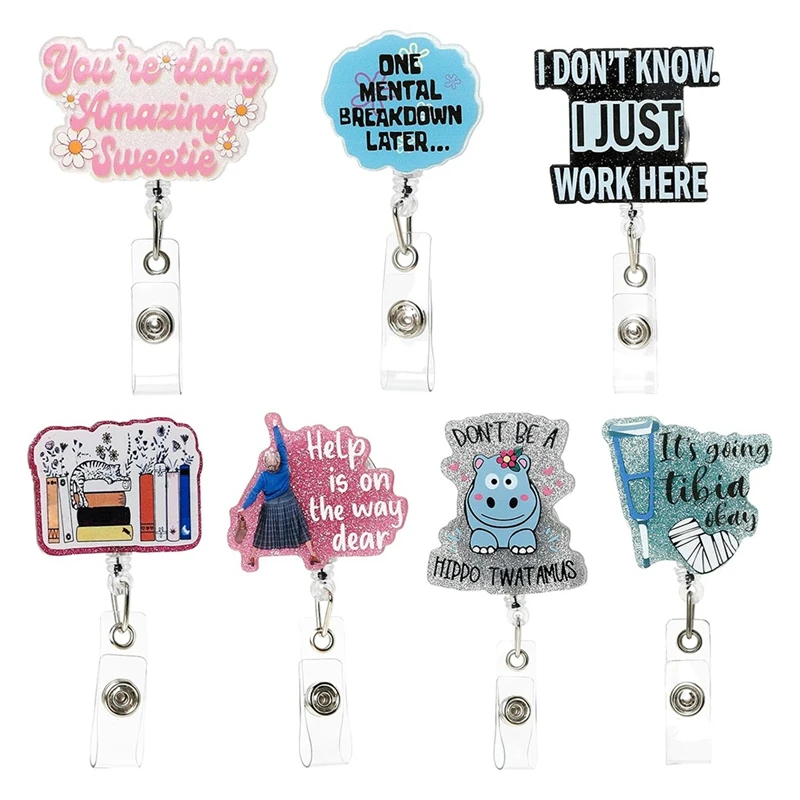 7 Pcs Funny Badge Reels, Cute Retractable Nurse Badge Reels, Meme Badge Holder Gifts, ID-Tag Card Holder Clip
7 Pcs Funny Badge Reels, Cute Retractable Nurse Badge Reels, Meme Badge Holder Gifts, ID-Tag Card Holder Clip