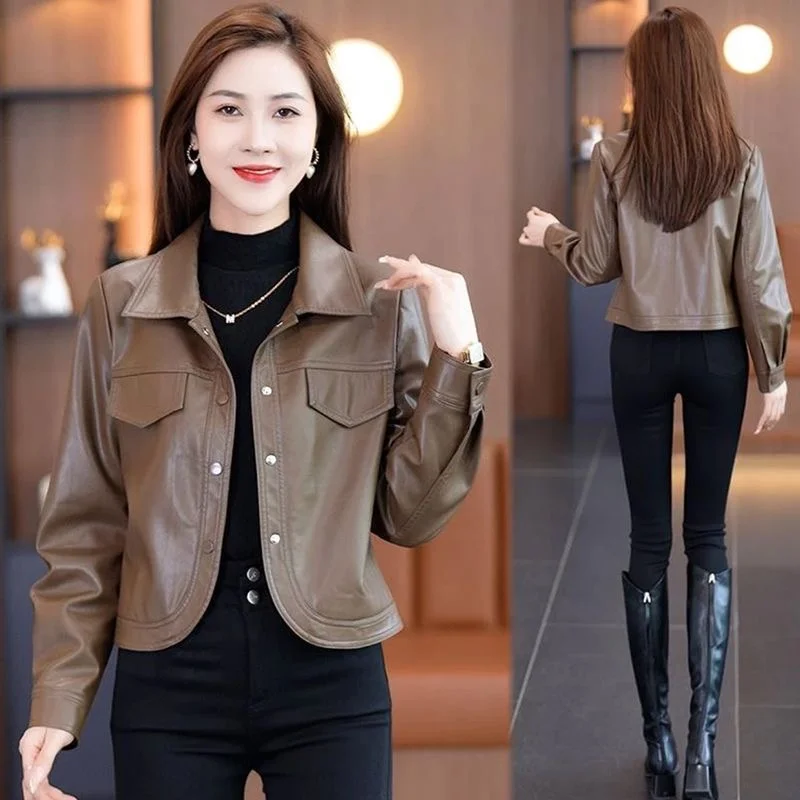 Vintage Leather Short Coat Women 2025 Spring New Goddess Fashion Fashion Short Motorcycle Wear Pu Leather Iacket Top Tide Jacket
Vintage Leather Short Coat Women 2025 Spring New Goddess Fashion Fashion Short Motorcycle Wear Pu Leather Iacket Top Tide Jacket