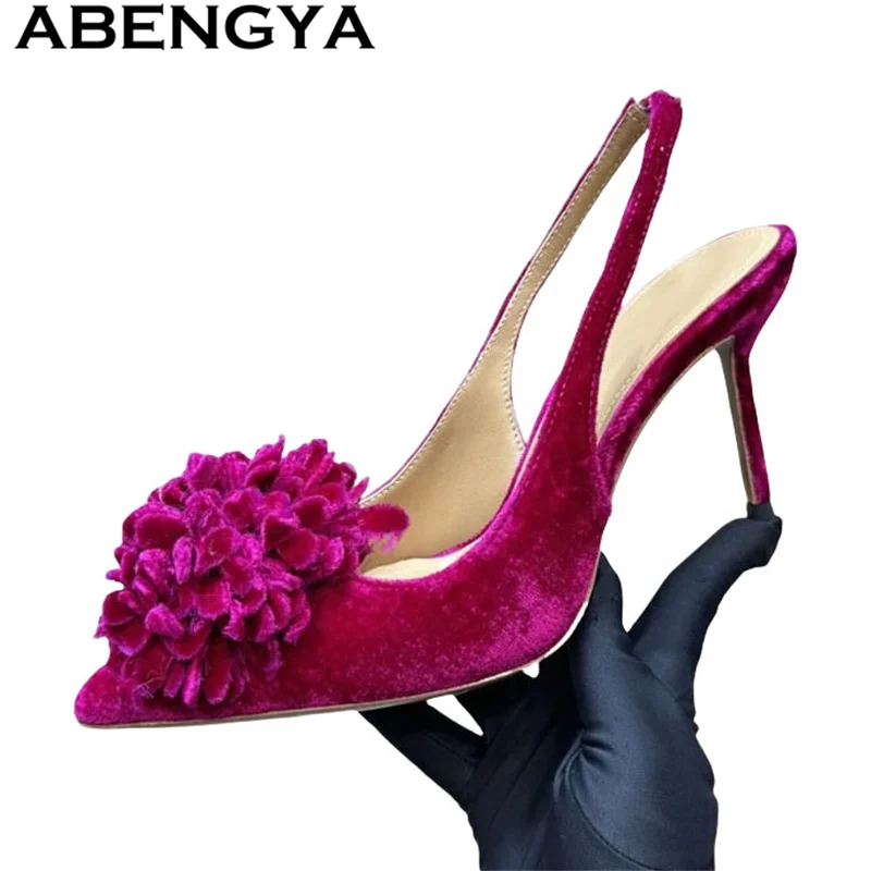 ABENGYA Velvet Pointy Toe Thin High Heels Sandals Women Hairball Flower Shallow Mouth Gladiator Sandals Summer Party Shoes Mujer
ABENGYA Velvet Pointy Toe Thin High Heels Sandals Women Hairball Flower Shallow Mouth Gladiator Sandals Summer Party Shoes Mujer