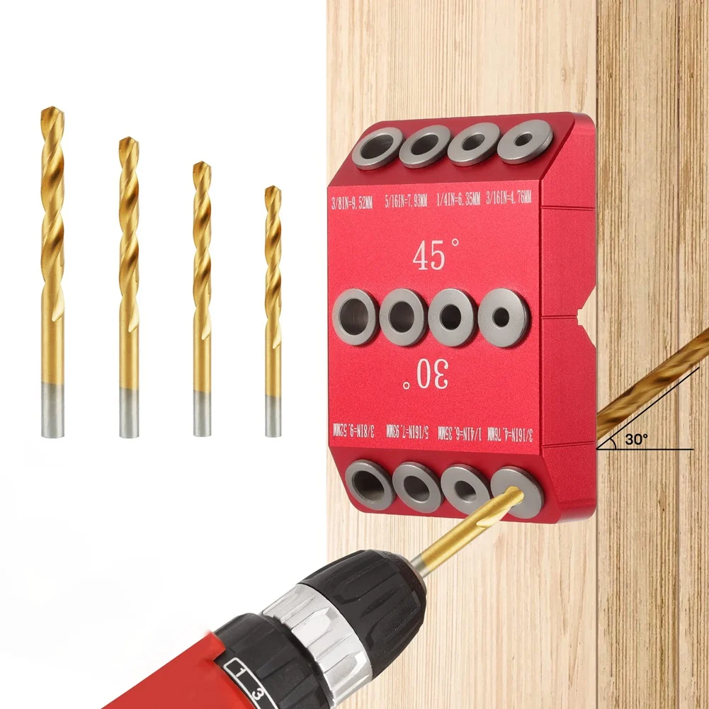 30/45/90° Angle Drill Hole Guide Jig for Angled and Straight Hole,Cable Railing Lag Screw Drilling Template,4 Drill Bits
30/45/90° Angle Drill Hole Guide Jig for Angled and Straight Hole,Cable Railing Lag Screw Drilling Template,4 Drill Bits