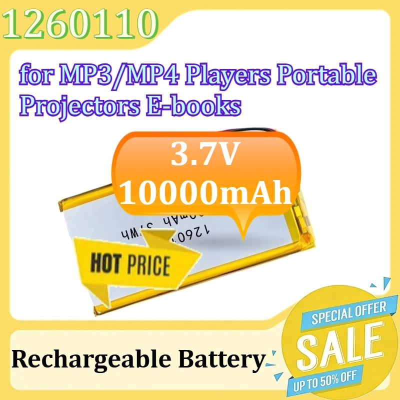 New 1260110 for MP3/MP4 Players Portable Projectors E-books Polymer Lithium Rechargeable Battery 3.7V 10000mAh
New 1260110 for MP3/MP4 Players Portable Projectors E-books Polymer Lithium Rechargeable Battery 3.7V 10000mAh