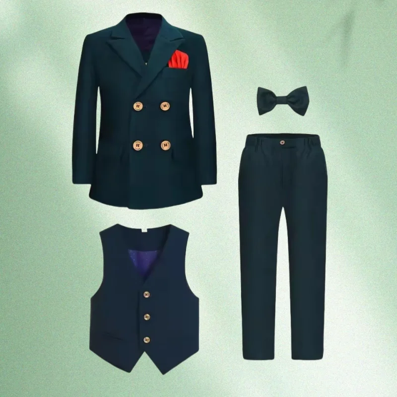 Kids Dark GREEN 5Pieces/Set Jacket Pants Vest Bowtie Pocket towel Performance Suit Children Weddings Dress Boys Graduation Set 
Kids Dark GREEN 5Pieces/Set Jacket Pants Vest Bowtie Pocket towel Performance Suit Children Weddings Dress Boys Graduation Set