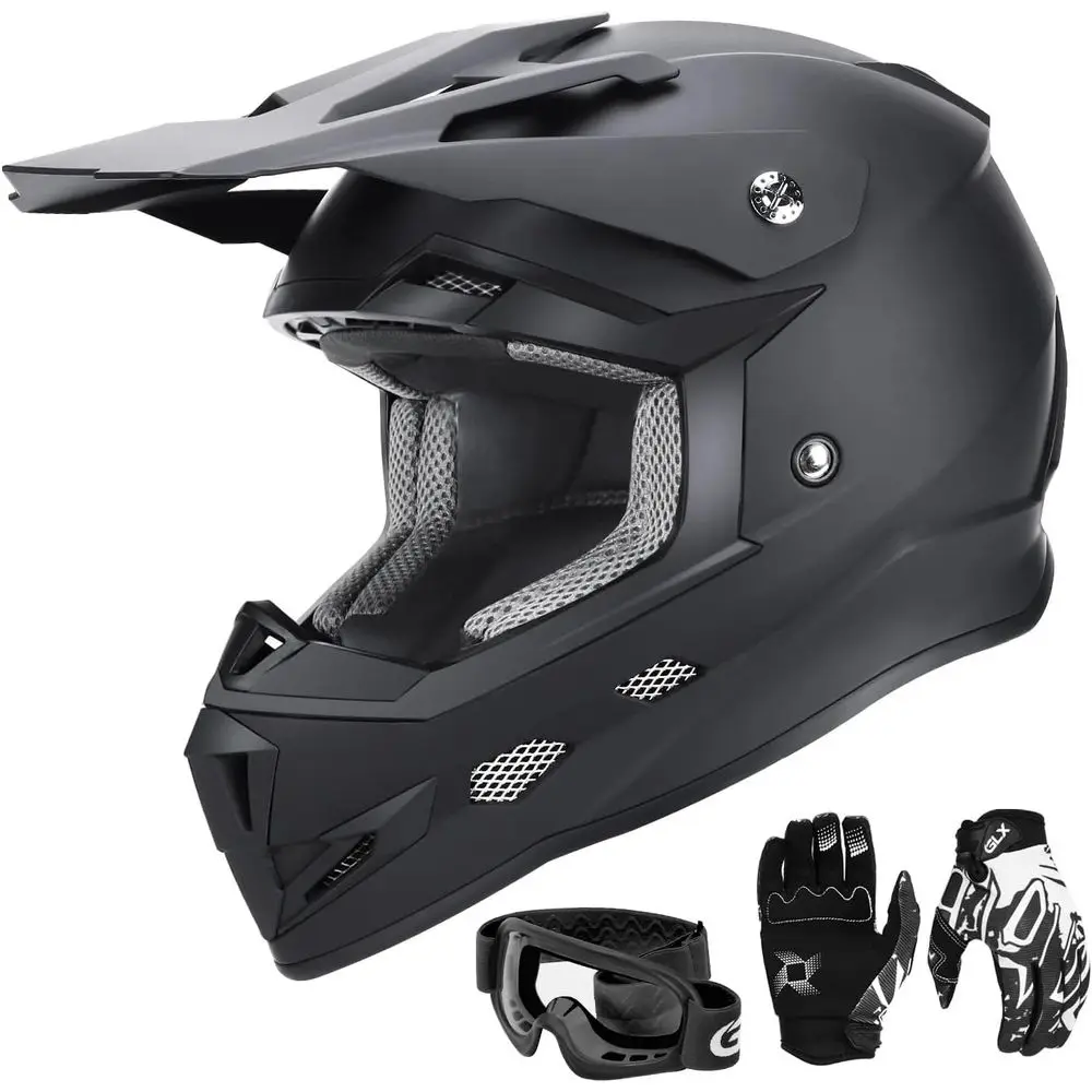 Youth Dirt Bike Helmet Combo - Matte Black, Large, DOT Certified
Youth Dirt Bike Helmet Combo - Matte Black, Large, DOT Certified