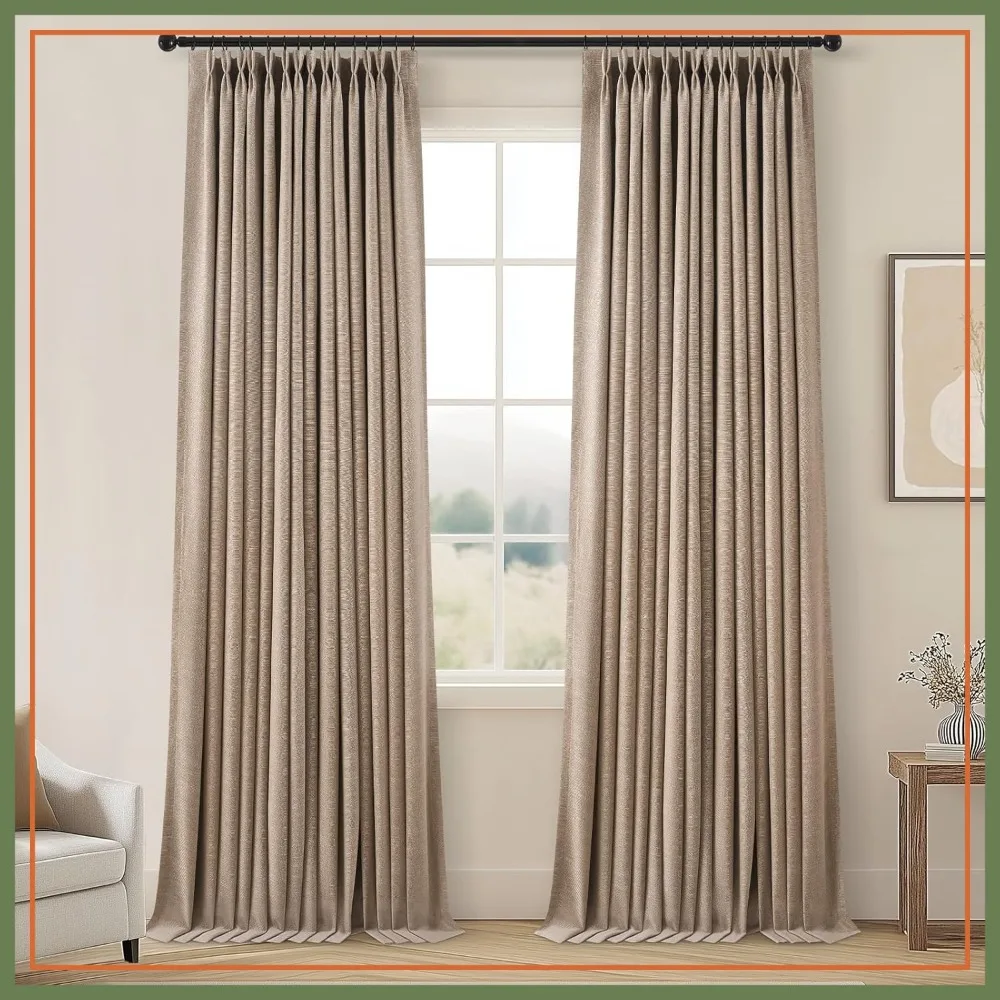 96" Pinch Pleated Blackout Curtains 2 Panels, Linen Look Thermal Insulated Drapes with Hooks, 8FT Taupe Tan
96" Pinch Pleated Blackout Curtains 2 Panels, Linen Look Thermal Insulated Drapes with Hooks, 8FT Taupe Tan