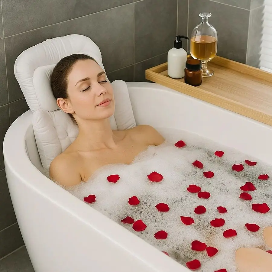 Bath Pillow for Tub 4D Air Mesh Fabric Plush Bathtub Pillow for Neck Back Support, Hot Tub Pillow with 6 NonSlip Suction Cups S
Bath Pillow for Tub 4D Air Mesh Fabric Plush Bathtub Pillow for Neck Back Support, Hot Tub Pillow with 6 NonSlip Suction Cups S