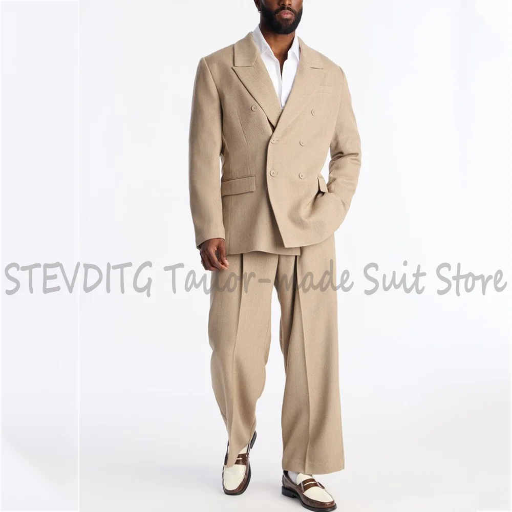Chic Men's Double Breasted Suit Set 2 Piece Tailored Peak Lapel Jacket Pants Fashion Outfit for Wedding Party Formal Events
Chic Men's Double Breasted Suit Set 2 Piece Tailored Peak Lapel Jacket Pants Fashion Outfit for Wedding Party Formal Events