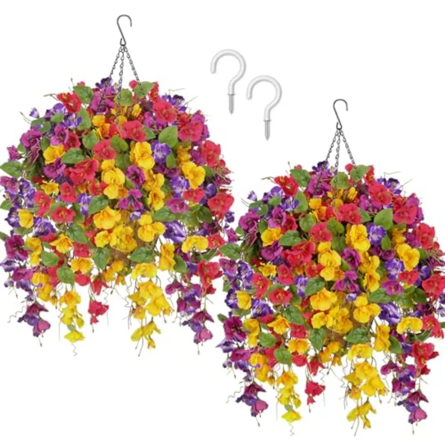 Outdoor artificial hanging hibiscus flowers set in yellow and red, UV-resistant faux silk, for patio, garden, yard, and porch d
Outdoor artificial hanging hibiscus flowers set in yellow and red, UV-resistant faux silk, for patio, garden, yard, and porch d