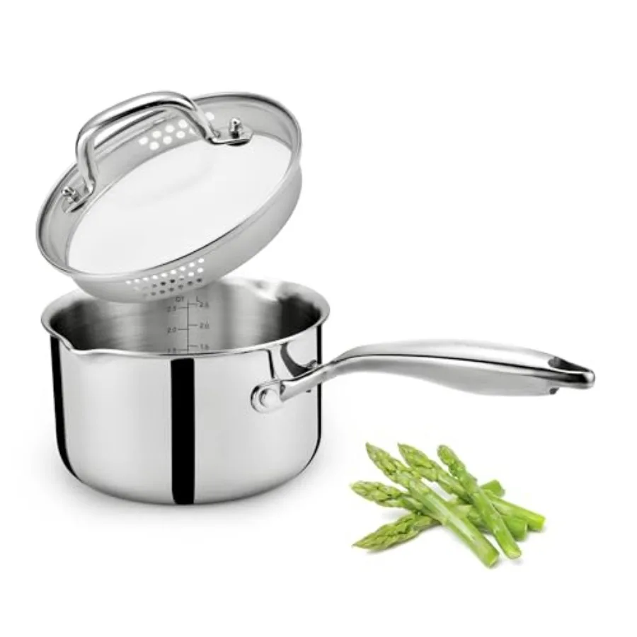 3.5 Quart Stainless Steel Saucepan with Strainer Lid Sauce Pot Sauce Pan for Stove Top Two Side Spouts for Easy Pour Dishwasher
3.5 Quart Stainless Steel Saucepan with Strainer Lid Sauce Pot Sauce Pan for Stove Top Two Side Spouts for Easy Pour Dishwasher
