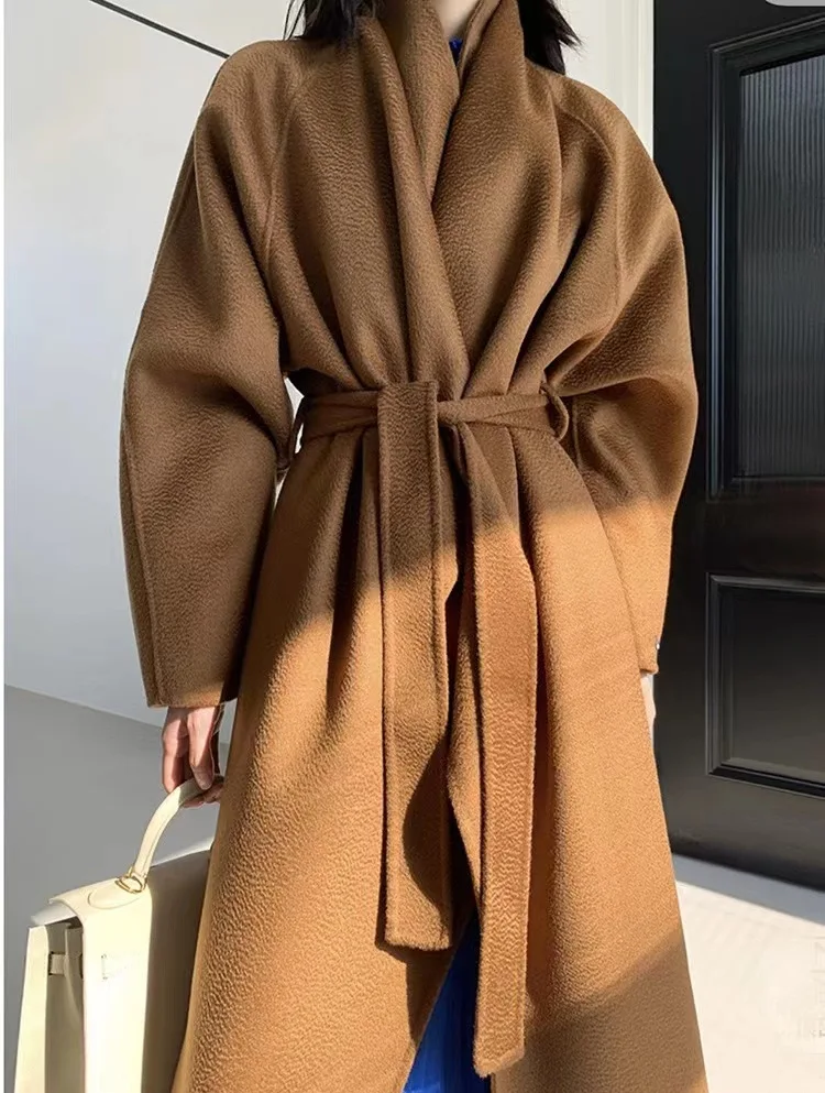 Women Autumn Winter Double Faced Trench Coat for Women's Wool Large Lapel Classic New Water Ripple Coats Jackets
Women Autumn Winter Double Faced Trench Coat for Women's Wool Large Lapel Classic New Water Ripple Coats Jackets