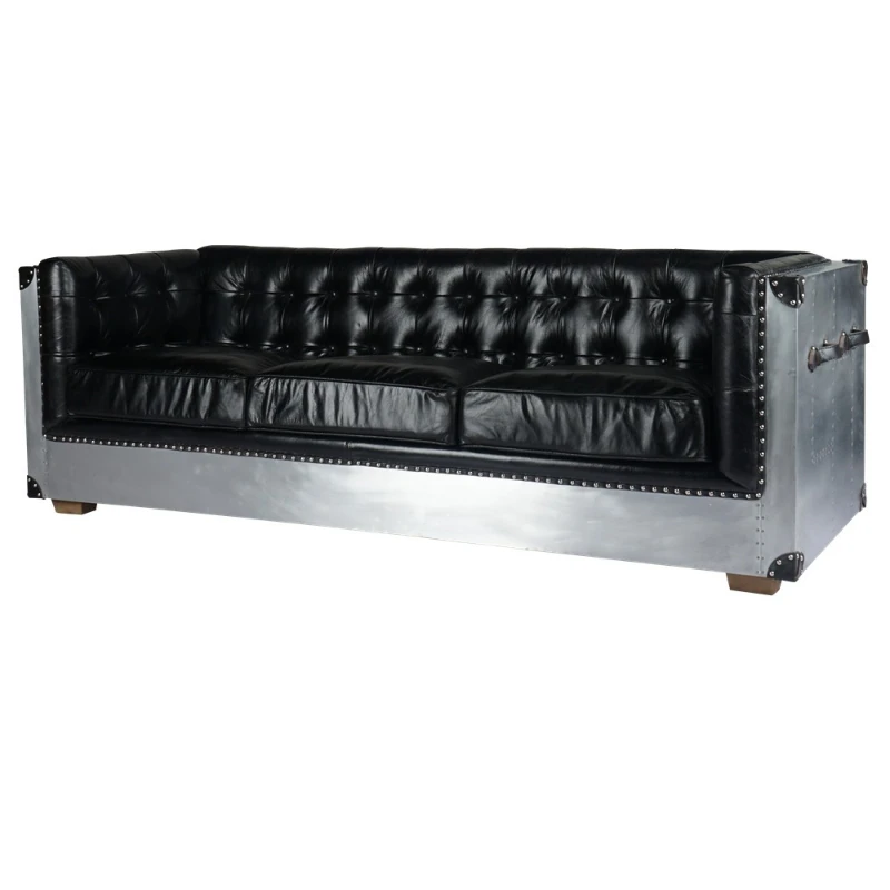 Retro nostalgic industrial style sofa, all leather for the office
Retro nostalgic industrial style sofa, all leather for the office