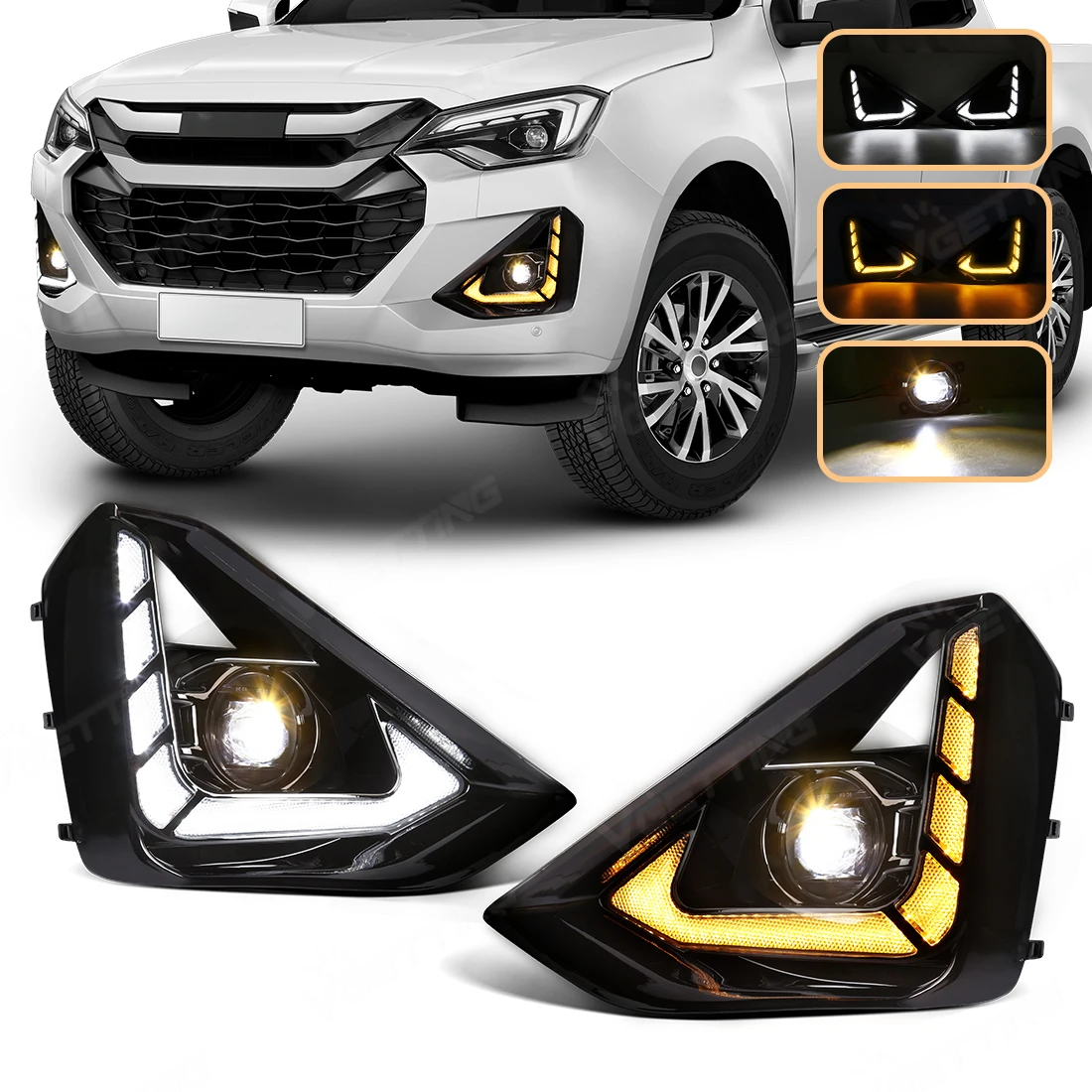 For Isuzu D-max DMAX 2024 2025 Car LED Daytime Running Light White DRL Yellow Dynamic Turn Signal Lamp Foglamp Accessories 12V
For Isuzu D-max DMAX 2024 2025 Car LED Daytime Running Light White DRL Yellow Dynamic Turn Signal Lamp Foglamp Accessories 12V
