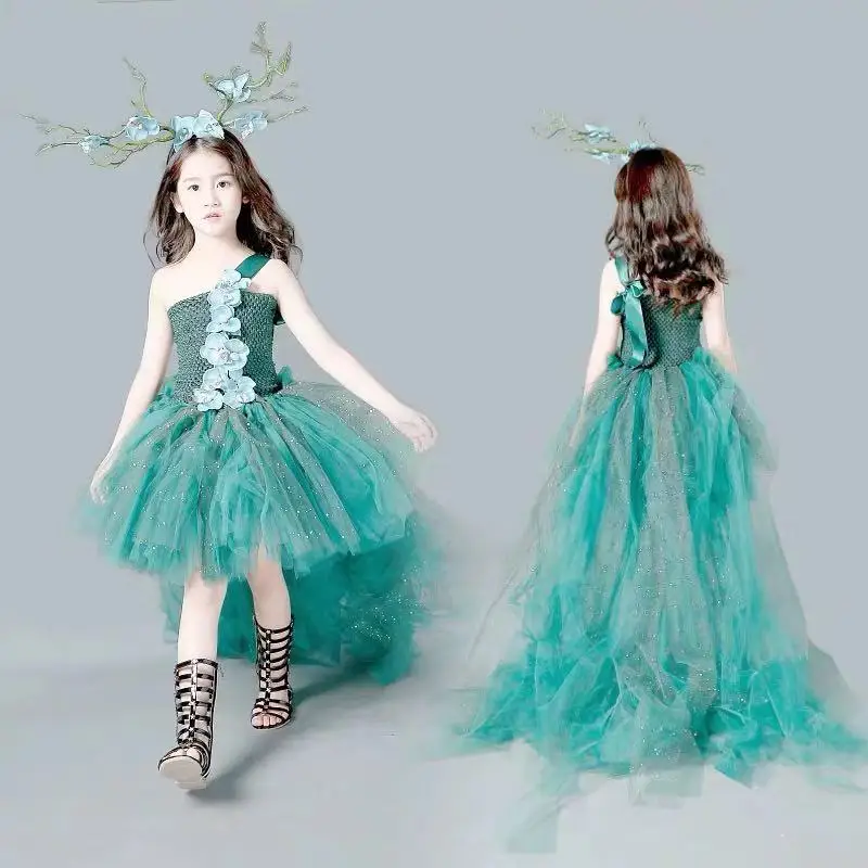 Girls Dark Green Dress Elf Forest Children Photo Contest Halloween Costume Model Runway Princess
Girls Dark Green Dress Elf Forest Children Photo Contest Halloween Costume Model Runway Princess