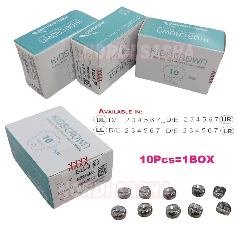10Pcs/Box SHINHUNG Dental Kids Crown 1st /2nd Temporary Crown Refill Dental Kids Stainless Steel Primary Molar Teeth Crown
10Pcs/Box SHINHUNG Dental Kids Crown 1st /2nd Temporary Crown Refill Dental Kids Stainless Steel Primary Molar Teeth Crown