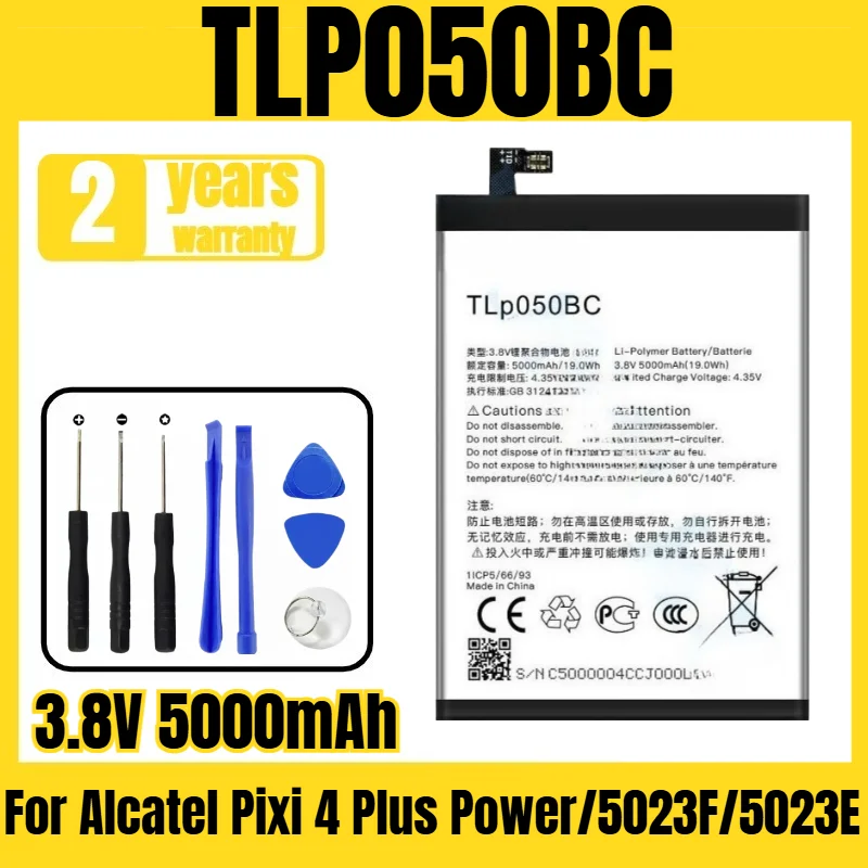Suitable for Alcatel Pixi 4 Plus Power/5023F/5023E battery TLP050BC mobile phone battery,large capacity, free tool 3.8V 5000mAh
Suitable for Alcatel Pixi 4 Plus Power/5023F/5023E battery TLP050BC mobile phone battery,large capacity, free tool 3.8V 5000mAh