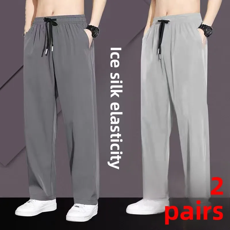Loose Straight Leg Work Pants Men's Ice Silk Sports Casual Trousers Summer Large Size Comfortable Polyester Fiber Long Pants
Loose Straight Leg Work Pants Men's Ice Silk Sports Casual Trousers Summer Large Size Comfortable Polyester Fiber Long Pants