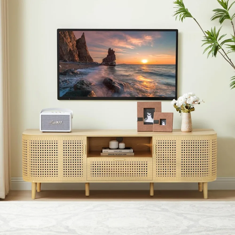 TV Stand for TVs Up to 65 Inch, Boho Wood Television Stands Media Entertainment Center Console Table
TV Stand for TVs Up to 65 Inch, Boho Wood Television Stands Media Entertainment Center Console Table
