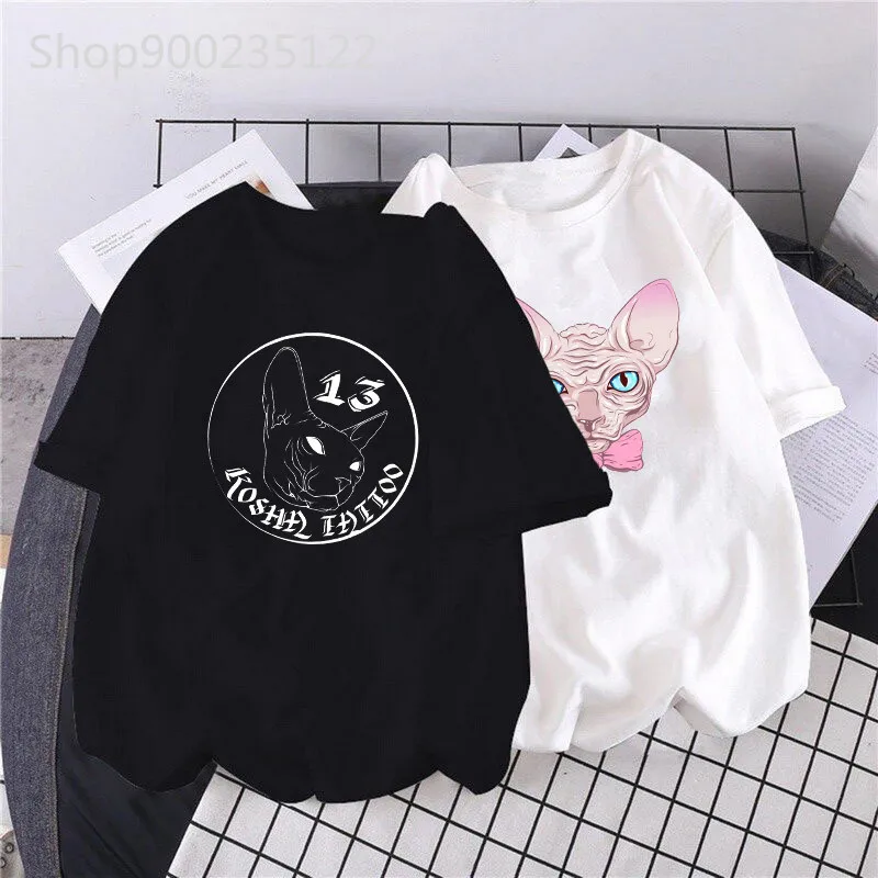 Trend T-shirts Short Sleeve Summer Print Sphynx Cat Women Gothic Casual Fashion Graphic Regular Black Tshirt Top Lady Tees
Trend T-shirts Short Sleeve Summer Print Sphynx Cat Women Gothic Casual Fashion Graphic Regular Black Tshirt Top Lady Tees
