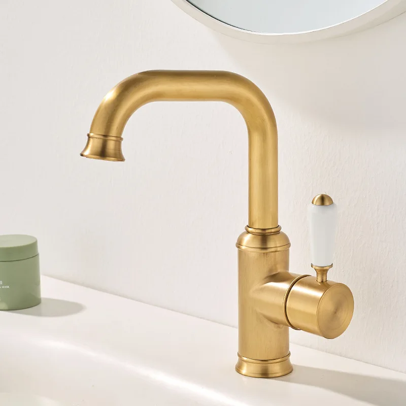 Basin Faucet with Ceramic Handle Single Hole Hot Cold Water Golden French Style Bathroom Mixer Faucets
Basin Faucet with Ceramic Handle Single Hole Hot Cold Water Golden French Style Bathroom Mixer Faucets