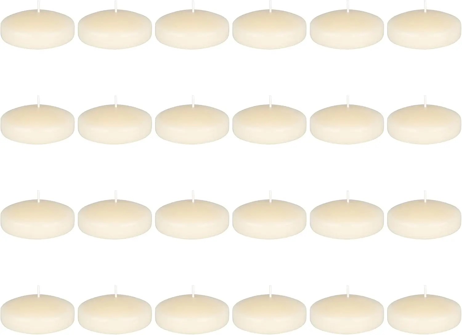 24 Unscented Ivory Floating Candles, 3 Inch Diameter Hand Poured Wax for Home Decor, Wedding Receptions, Events
24 Unscented Ivory Floating Candles, 3 Inch Diameter Hand Poured Wax for Home Decor, Wedding Receptions, Events