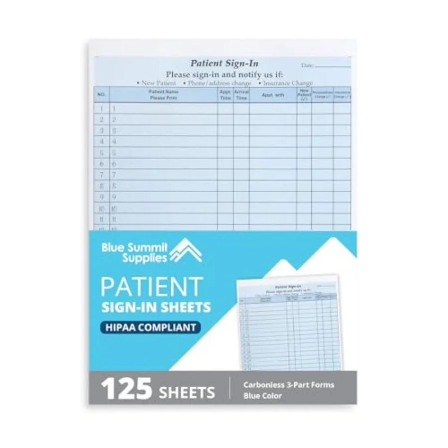 125 Patient Sign in Sheets HIPAA Compliant Peel Off Adhesive Labels Carbonless 3 Part Forms with for Privacy in Doctor Medical
125 Patient Sign in Sheets HIPAA Compliant Peel Off Adhesive Labels Carbonless 3 Part Forms with for Privacy in Doctor Medical