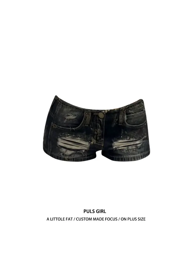 Retro Heavyweight Distressed Low Waist Denim Shorts Women's Sexy Hot Pants Summer Casual Pure Color plus Size Ladies Jeans
Retro Heavyweight Distressed Low Waist Denim Shorts Women's Sexy Hot Pants Summer Casual Pure Color plus Size Ladies Jeans