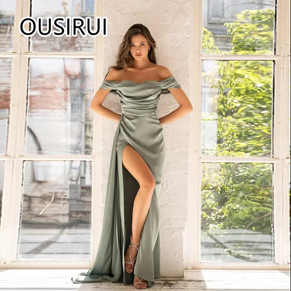 Simple Strapless Satin Pleated Formal Women Evening Party Dress Sexy Mermaid Backless and Zipper Train Side Split robe de mariée
Simple Strapless Satin Pleated Formal Women Evening Party Dress Sexy Mermaid Backless and Zipper Train Side Split robe de mariée